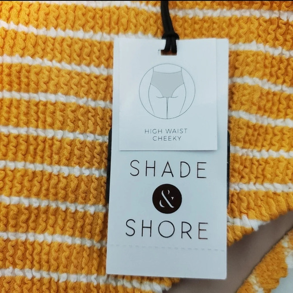 NWT Shade & Shore Women's Pucker High Waist Cheeky Bikini Bottom L 12-14 - Picture 5 of 5